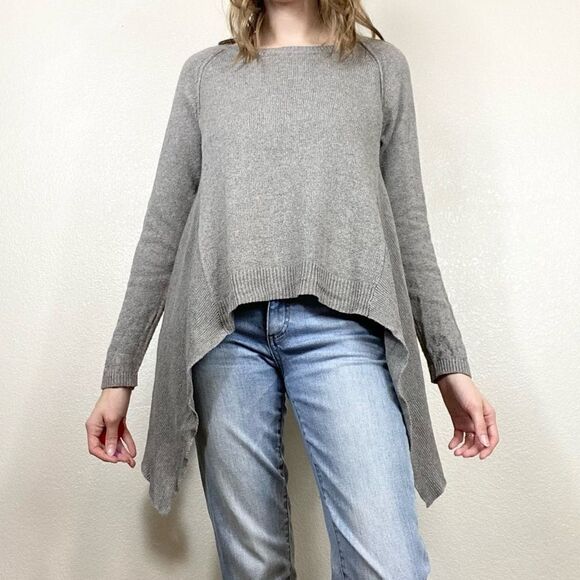 Anthropologie Moth Grey Handkerchief Hem Plaid Back Sweater - Picture 6 of 7